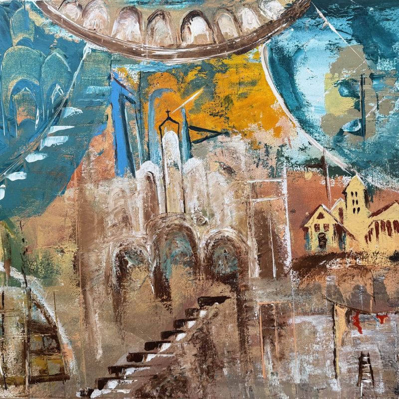 Stairway to Heaven, 2022, acrylic on canvas, 23.6 × 31.5 in